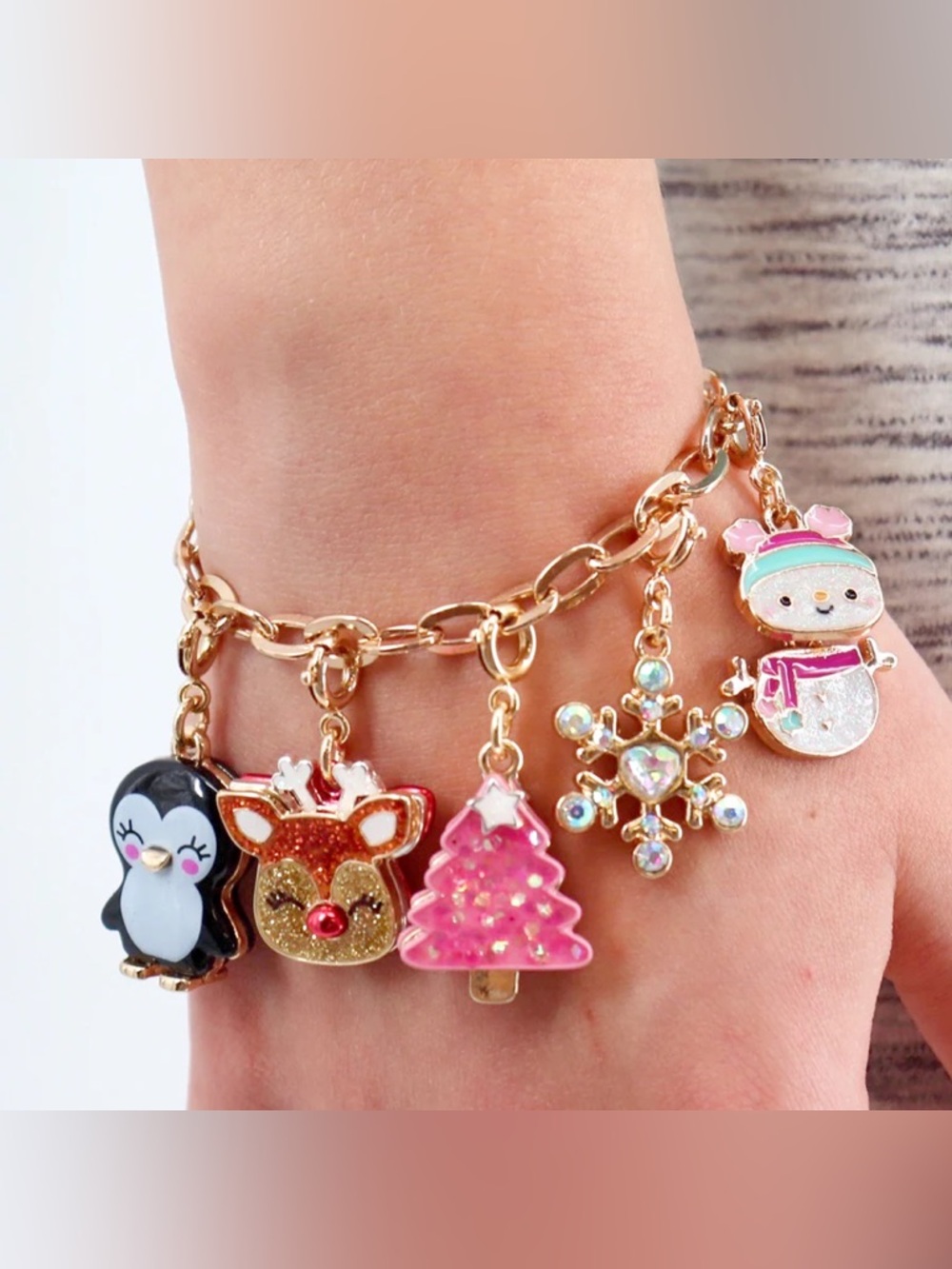 NEW  CHARM IT! GOLD PINK CHRISTMAS TREE CHARM